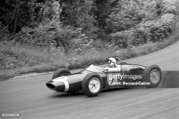 Stirling Moss, Lotus-Climax 18, Grand Prix of Germany, Nurburgring, Germany, August 6, 1961.