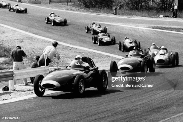 Stirling Moss, Tony Brooks, Olivier Gendebien, Vanwall VW 5, Ferrari 246, Grand Prix of Belgium at Circuit de Spa Francorchamps, Stavelot, Belgium,...