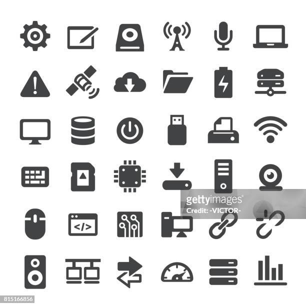 computers and technology icons - big series - desktop pc stock illustrations