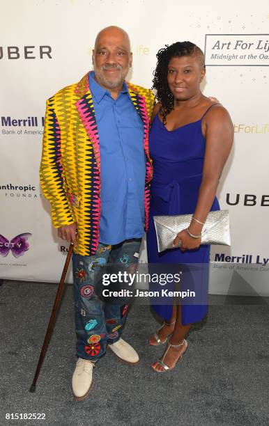 Co-Founder, RUSH Philanthropic Arts Foundation Danny Simmons and guest attend "Midnight At The Oasis" Annual Art For Life Benefit hosted by Russell...