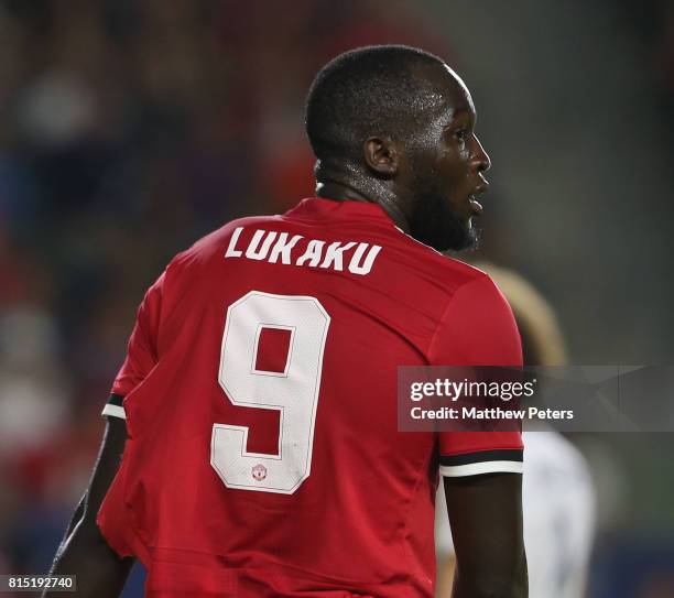 Romelu Lukaku of Manchester United in action during the pre-season friendly match between LA Galaxy and Manchester United at StubHub Center on July...