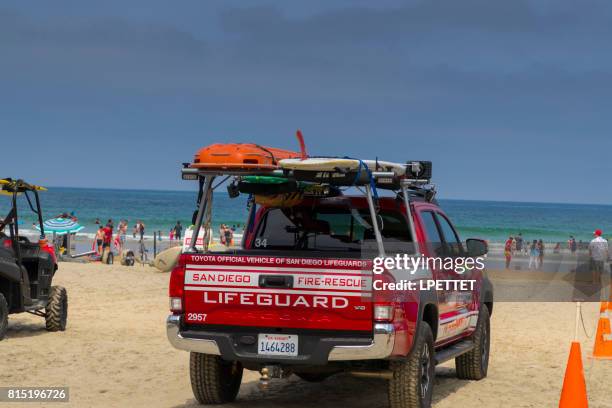 san diego lifeguard truck - la jolla marine reserve stock pictures, royalty-free photos & images