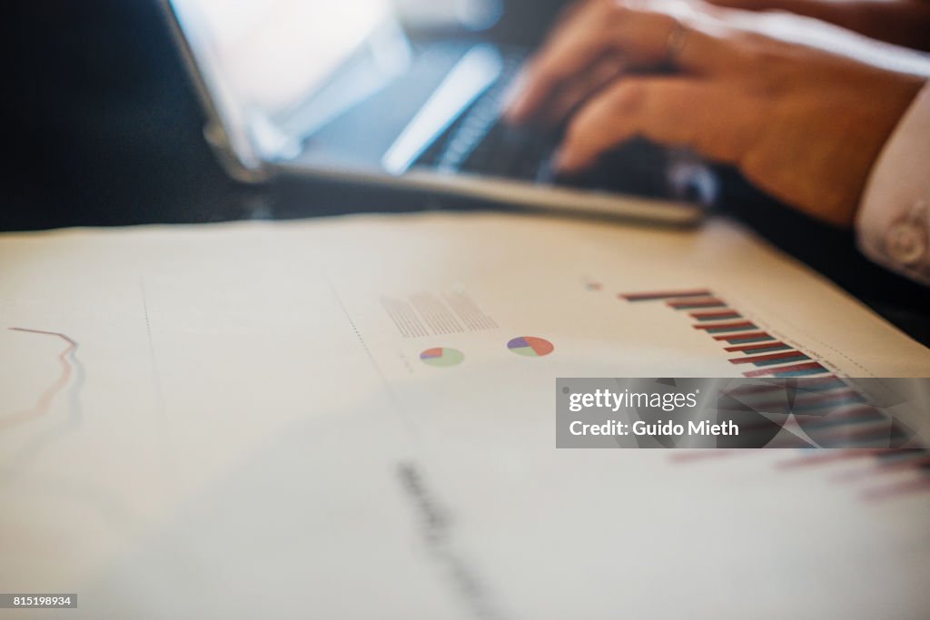 Business woman working on her presentation.