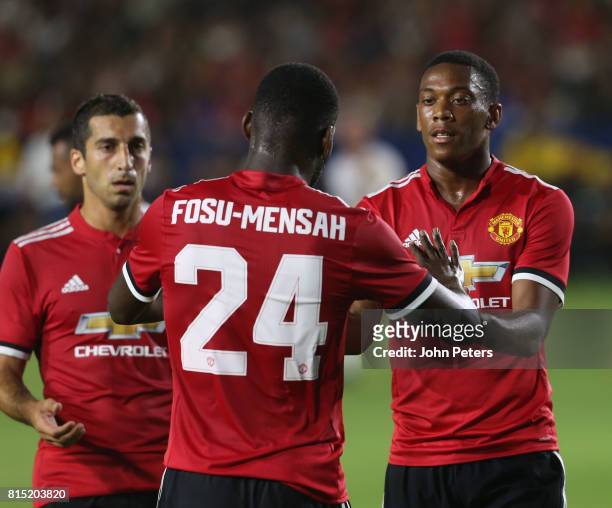 Anthony Martial of Manchester United celebrates scoring their fifth goal during the pre-season friendly match between LA Galaxy and Manchester United...