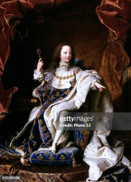Portrait of King Louis XV of France in 1715 by Hyacinthe Rigaud, 1659-1743.