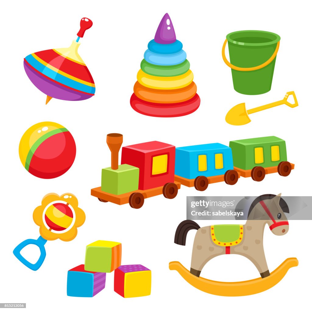 Conjunto De Colores Juguetes De Bebé De Estilo De Dibujos Animados Artículos Para Niños Ilustración de stock - Getty Images Conjunto De Colores Juguetes De Bebé De Estilo De Dibujos Animados Artículos Para Niños Ilustración de stock - Getty Images