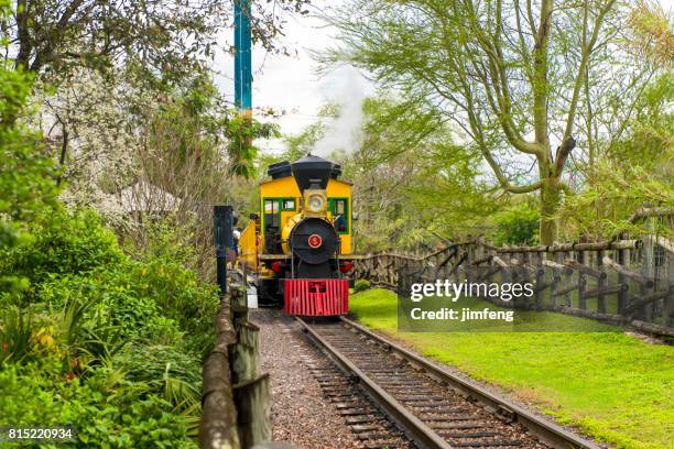 de trein van pretpark - busch gardens stockfoto's en -beelden