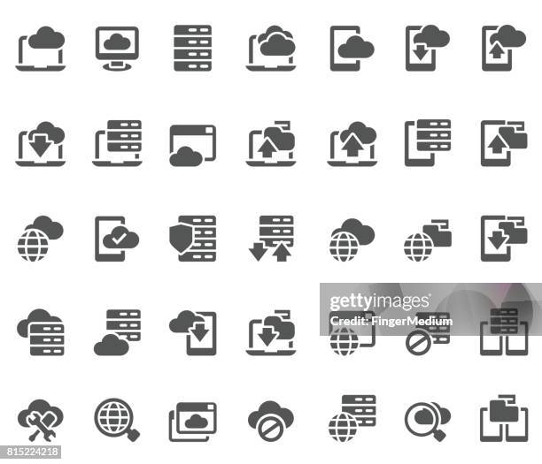 database icon set - hubcap stock illustrations