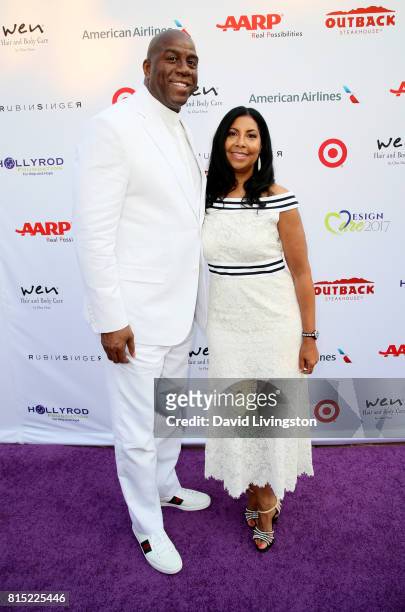 Former NBA player Magic Johnson and Earlitha Kelly attend the 19th Annual DesignCare 2017 at Private Residence on July 15, 2017 in Pacific Palisades,...