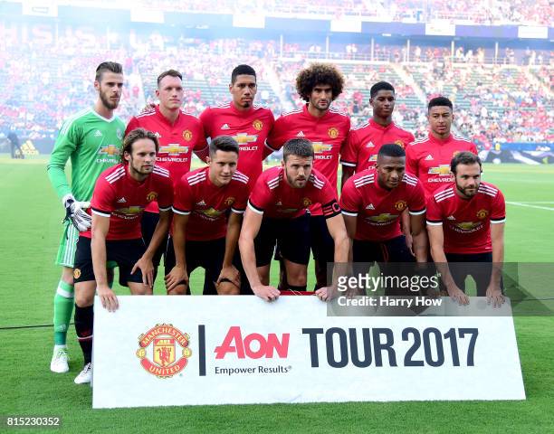 Manchester United starters pose for a photo before the match against the Los Angeles Galaxy at StubHub Center on July 15, 2017 in Carson, California.