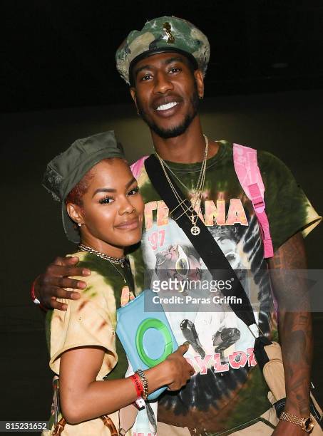 Recording artist Teyana Taylor and NBA Player Iman Shumpert at 2017 V-103 Care & Bike Show at Georgia World Congress Center on July 15, 2017 in...