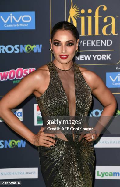 Bollywood Actress Bipasha Basu arrives for the IIFA Awards July 15, 2017 at the MetLife Stadium in East Rutherford, New Jersey during the 18th...