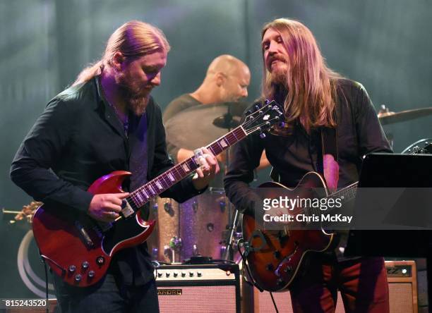 Derek Trucks of Tedeschi Trucks Band and Oliver Wood of The Wood Brothers perform at The Fox Theatre on July 15, 2017 in Atlanta, Georgia.