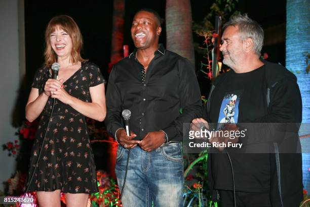 Actor Milla Jovovich, actor Chris Tucker and director Luc Besson attend Cinespia Presents "The Fifth Element" at Hollywood Forever on July 15, 2017...
