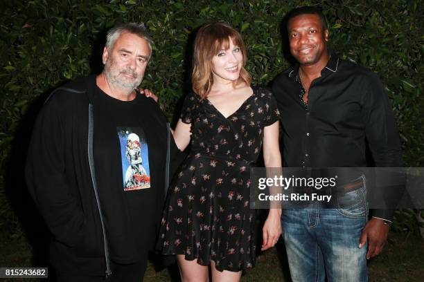 Director Luc Besson, actor Milla Jovovich and actor Chris Tucker attend Cinespia Presents "The Fifth Element" at Hollywood Forever on July 15, 2017...