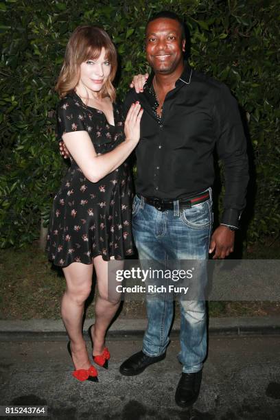 Actors Milla Jovovich and Chris Tucker attend Cinespia Presents "The Fifth Element" at Hollywood Forever on July 15, 2017 in Hollywood, California.