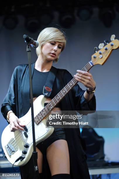 Sarah Barthel of Phantogram performs on day two of the 2017 Forecastle Festival on July 14, 2017 in Louisville, Kentucky.