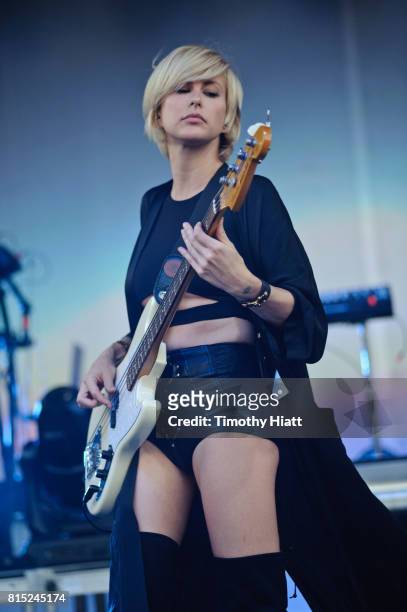 Sarah Barthel of Phantogram performs on day two of the 2017 Forecastle Festival on July 14, 2017 in Louisville, Kentucky.