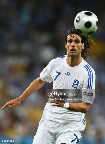 Georgios Samaras of Greece in action during the UEFA EURO 2008 Group D match between Greece and Sweden at Stadion Wals-Siezenheim on June 10, 2008 in...