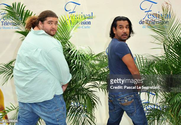 Actors Jorge Garcia and Naveen Andrews attend a photocall promoting the television series "Lost" on the fourth day of the 2008 Monte Carlo Television...