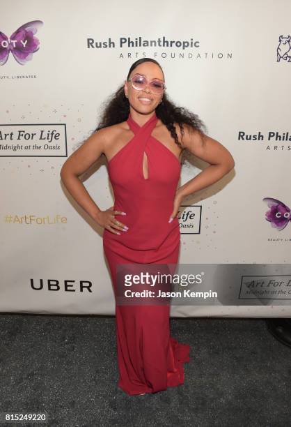 Singer, songwriter Elle Varner attends "Midnight At The Oasis" Annual Art For Life Benefit hosted by Russell Simmons' Rush Philanthropic Arts...