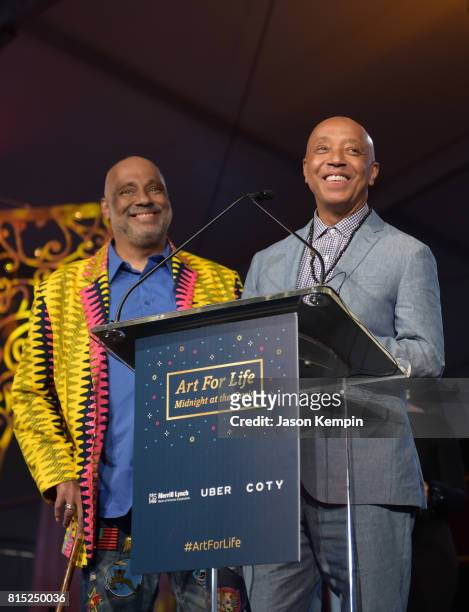 Co-Founder, RUSH Philanthropic Arts Foundation Danny Simmons, Founder, RUSH Philanthropic Arts Foundation Russell Simmons speak on stage during...