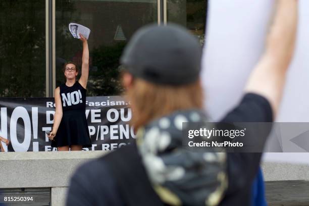 Woman during the Refuse Racism Rally in Philadelphia, Pennsylvania, on July 15, 2017.