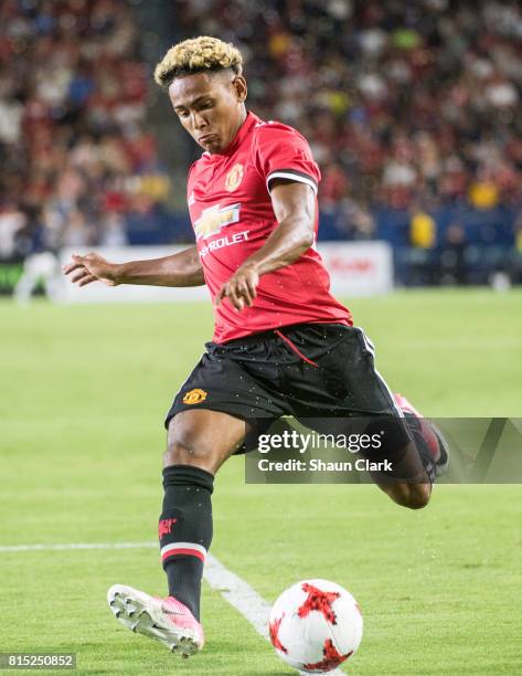 Demetri Mitchell of Manchester United during the Los Angeles Galaxy's friendly match against Manchester United at the StubHub Center on July 15, 2017...