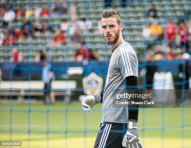 David De Gea of Manchester United prior to the Los Angeles Galaxy's friendly match against Manchester United at the StubHub Center on July 15, 2017...