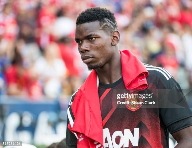 Paul Pogba of Manchester United prior to the Los Angeles Galaxy's friendly match against Manchester United at the StubHub Center on July 15, 2017 in...
