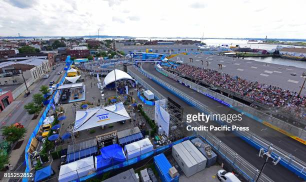 New York City's first ever road race was held in Red Hook, Brooklyn, as Formula E cars, all electric, competed racing around a miniature track with...