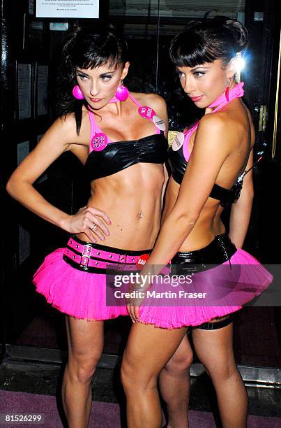 Gabriela Irimia and Monica Irimia of the The Cheeky Girls at the Embassy Club on June 10, 2008 in London, England.