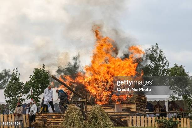 Battle of Grunwald reenactment is seen on 15 July 2017 in Grunwald, Poland. The Battle of Grunwald,was fought on 15 July 1410 during the...