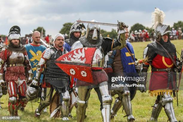 Battle of Grunwald reenactment is seen on 15 July 2017 in Grunwald, Poland. The Battle of Grunwald,was fought on 15 July 1410 during the...