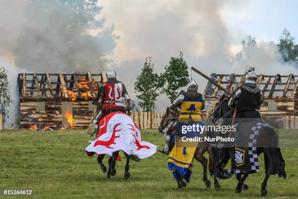Battle of Grunwald reenactment is seen on 15 July 2017 in Grunwald, Poland. The Battle of Grunwald,was fought on 15 July 1410 during the...