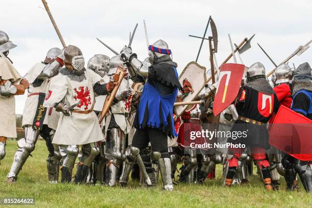 Battle of Grunwald reenactment is seen on 15 July 2017 in Grunwald, Poland. The Battle of Grunwald,was fought on 15 July 1410 during the...