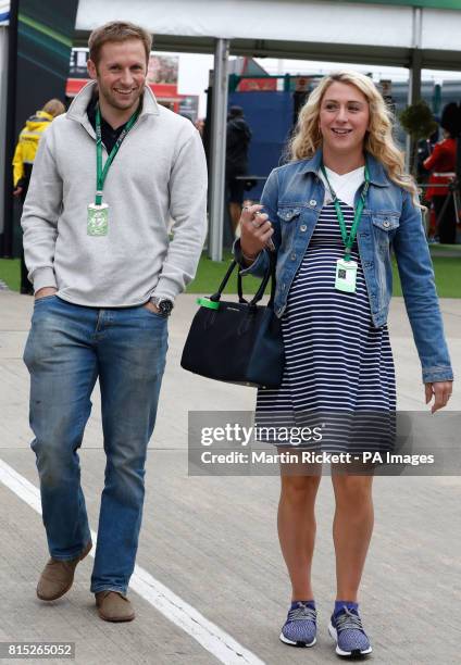 Jason and Laura Kenny arrive for the 2017 British Grand Prix at Silverstone Circuit, Towcester.