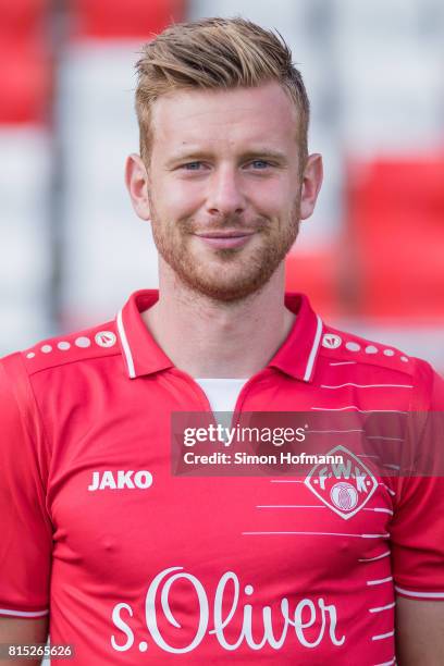 Bjoern Jopek of Wuerzburger Kickers poses during the team presentation at Flyeralarm Arena on July 15, 2017 in Wuerzburg, Germany.