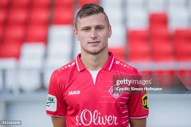 Franko Uzelac of Wuerzburger Kickers poses during the team presentation at Flyeralarm Arena on July 15, 2017 in Wuerzburg, Germany.