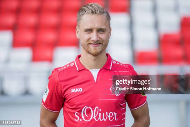 Bjoern Jopek of Wuerzburger Kickers poses during the team presentation at Flyeralarm Arena on July 15, 2017 in Wuerzburg, Germany.