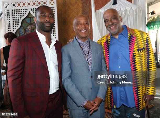 Darrelle Revis, Russell Simmons, Danny Simmons attend "Midnight At The Oasis" Annual Art For Life Benefit hosted by Russell Simmons' Rush...