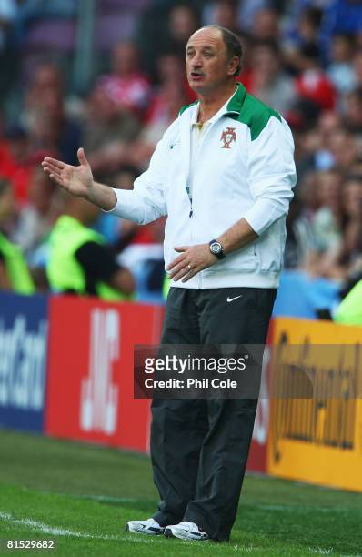 Luiz Felipe Scolari, head coach of Portugal gives instructions from the sidelines during the UEFA EURO 2008 Group A match between Czech Republic and...