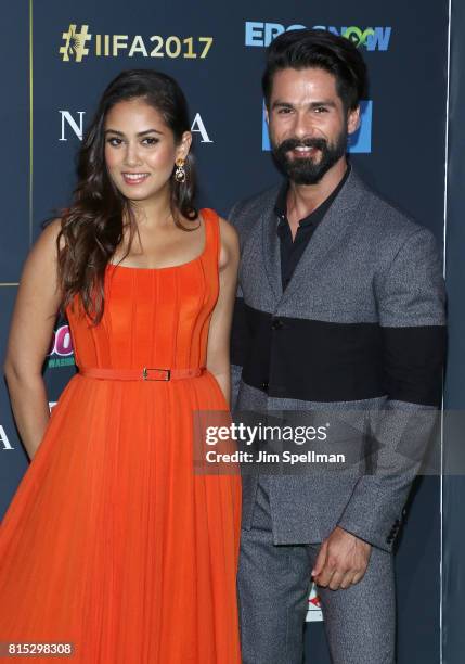 Mira Rajput and actor Shahid Kapoor attend the 2017 International Indian Film Academy Festival at MetLife Stadium on July 14, 2017 in East...
