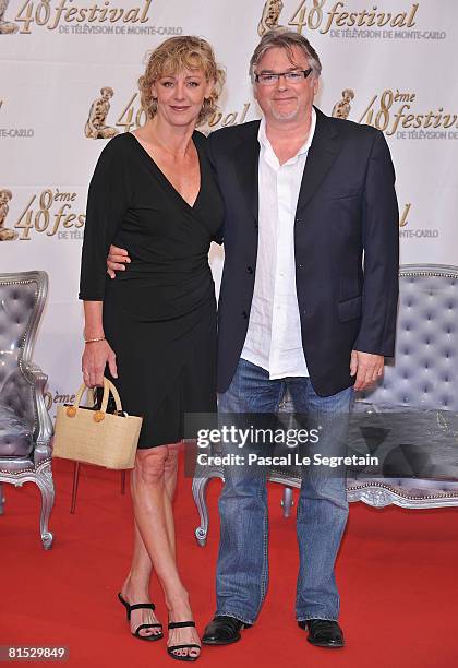 Actor Christian Rauth and actress Cecile Auclert attends the TF1 party on the fourth day of the 2008 Monte Carlo Television Festival held at Grimaldi...