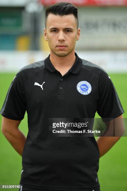 Staff member Can Oezalp poses during the Third League team presentation of Sportfreunde Lotte at Frimo Stadium on July 16, 2017 in Lotte, Germany.