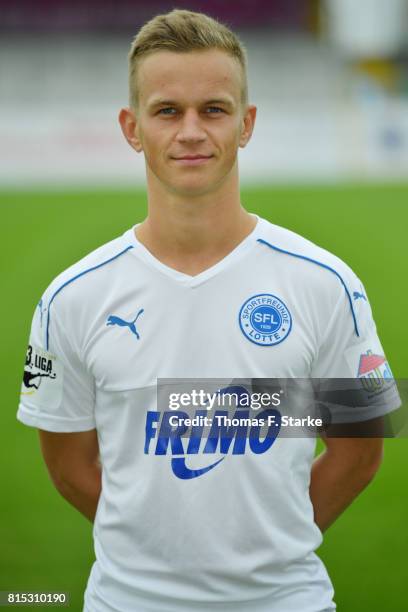 Marco Hober poses during the Third League team presentation of Sportfreunde Lotte at Frimo Stadium on July 16, 2017 in Lotte, Germany.