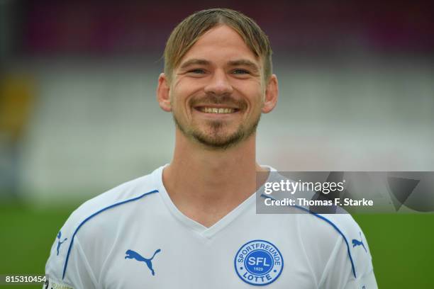 Kevin Freiberger poses during the Third League team presentation of Sportfreunde Lotte at Frimo Stadium on July 16, 2017 in Lotte, Germany.