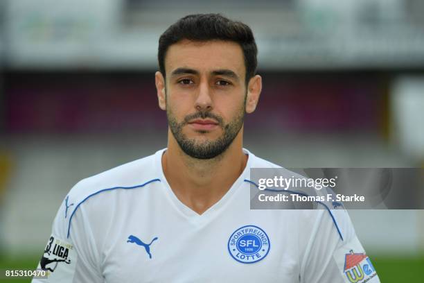 Hamadi Al Ghaddioui poses during the Third League team presentation of Sportfreunde Lotte at Frimo Stadium on July 16, 2017 in Lotte, Germany.