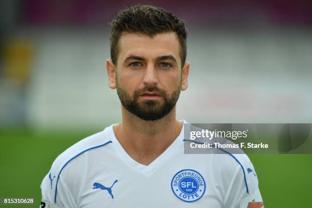 Kevin Pires - Rodrigues poses during the Third League team presentation of Sportfreunde Lotte at Frimo Stadium on July 16, 2017 in Lotte, Germany.