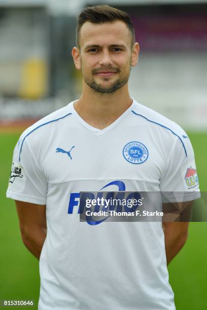 Alexander Langlitz poses during the Third League team presentation of Sportfreunde Lotte at Frimo Stadium on July 16, 2017 in Lotte, Germany.
